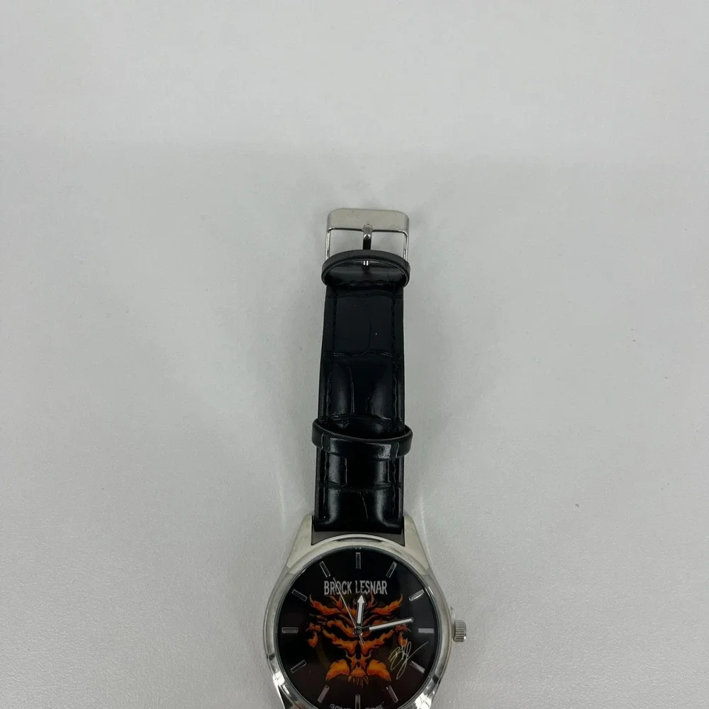 WWE Brock Lesnar Watch Men's Size Black Leather Band Game Time New